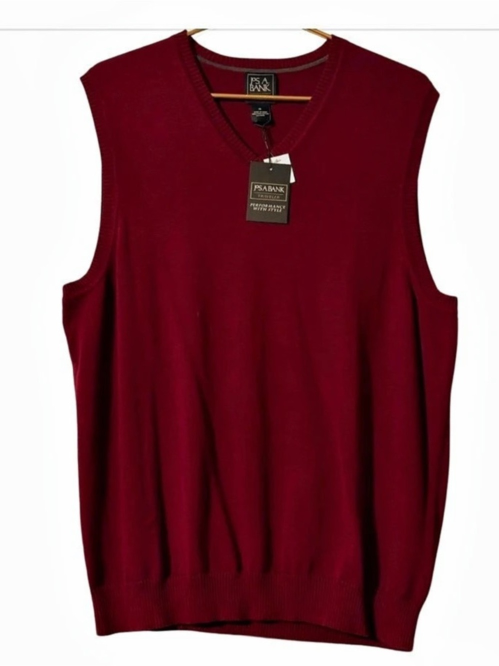 Jos. A. Bank Traveler Pima Cotton V-Neck Sweater Vest Burgundy XL